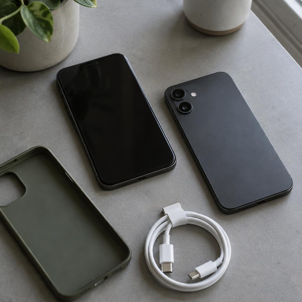 Mobile phones, a protective case and charging cable